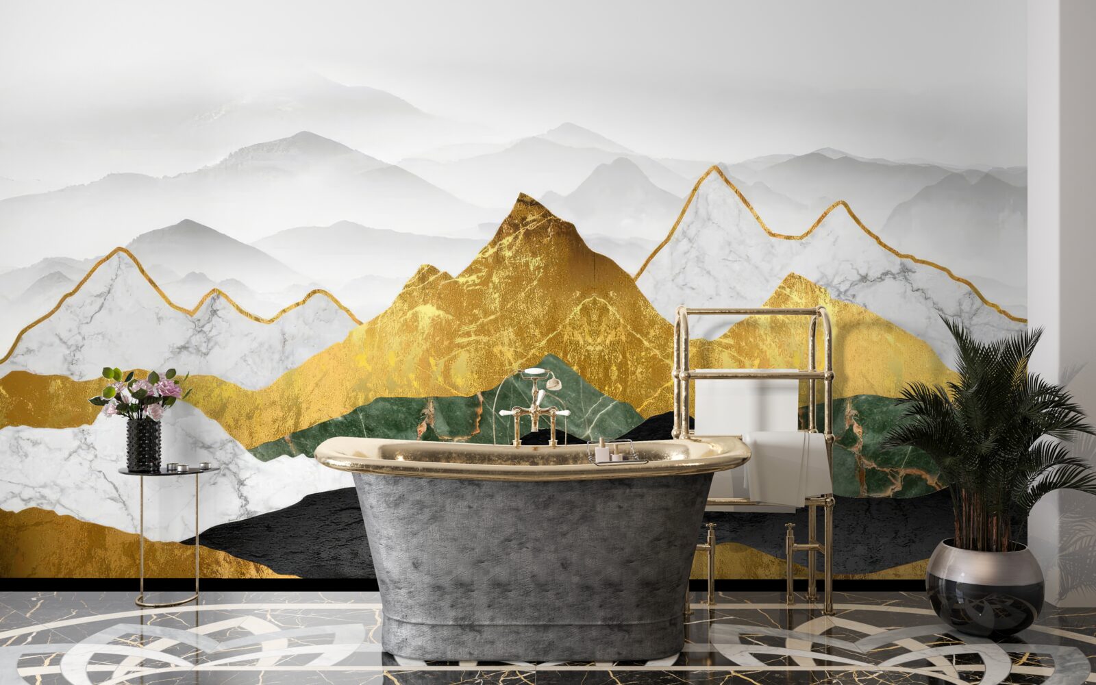 Fototapeta pruhy rôznych farieb na mramorovom pozadí