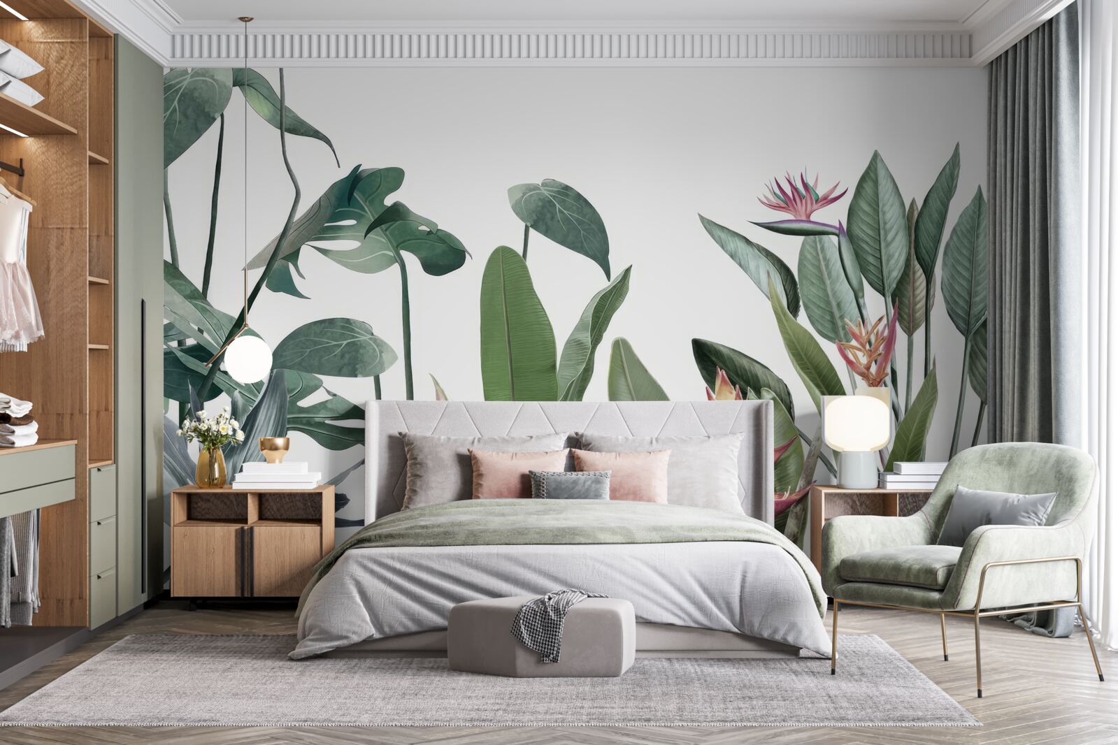 Fototapeta listy rôznych tropických rastlín