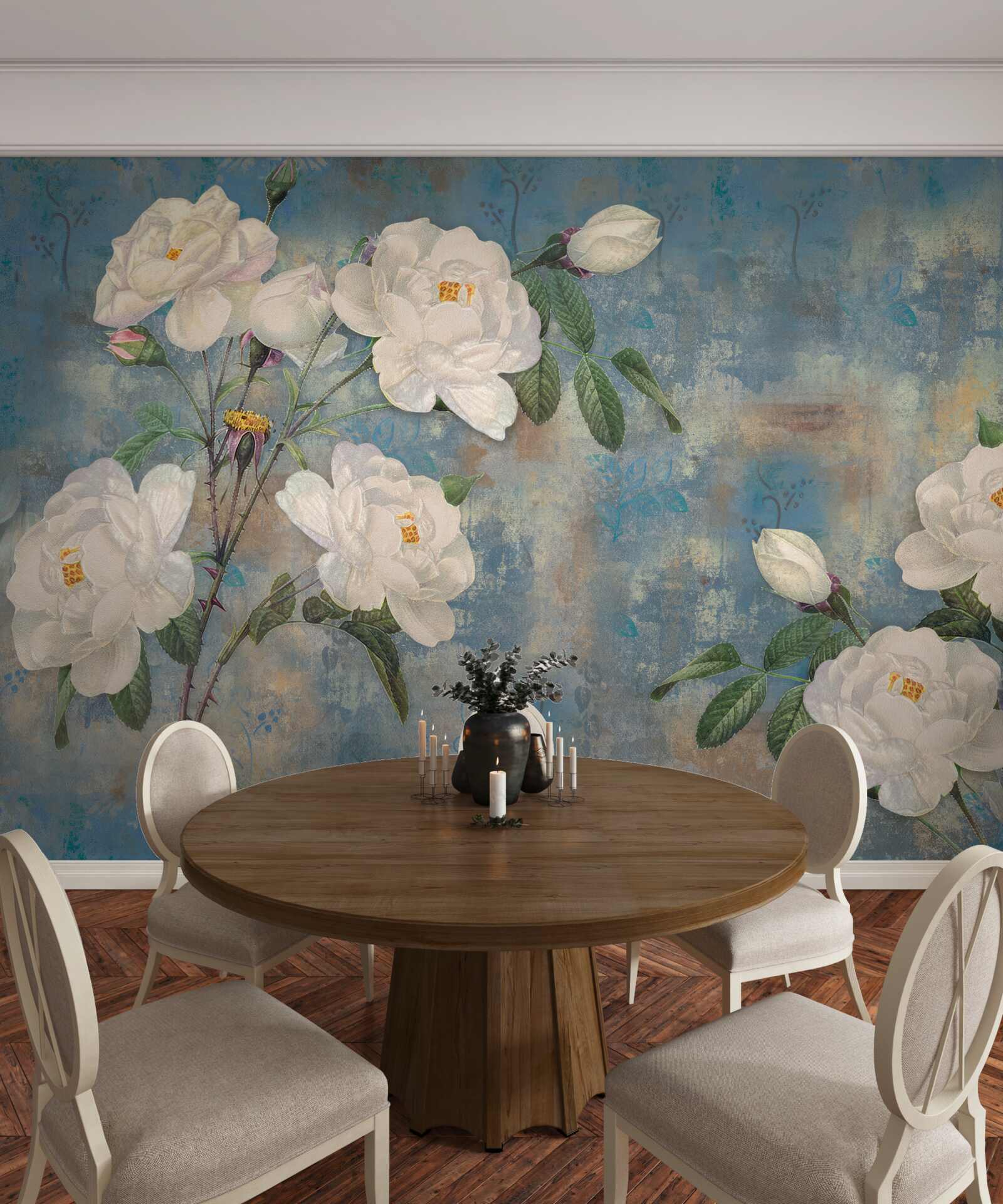 Fototapeta biele ruže na konároch