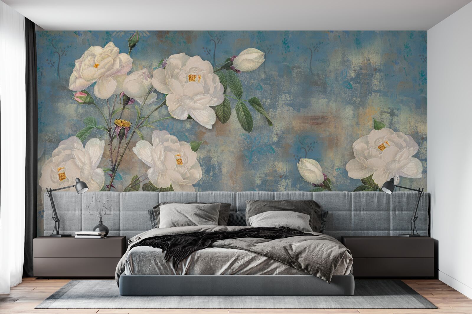 Fototapeta biele ruže na konároch