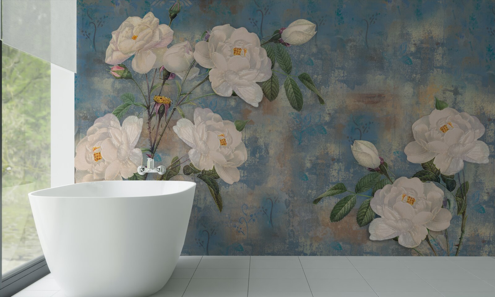 Fototapeta biele ruže na konároch