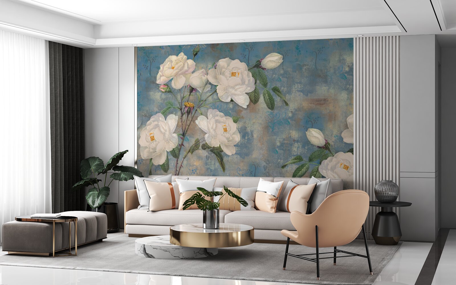 Fototapeta biele ruže na konároch