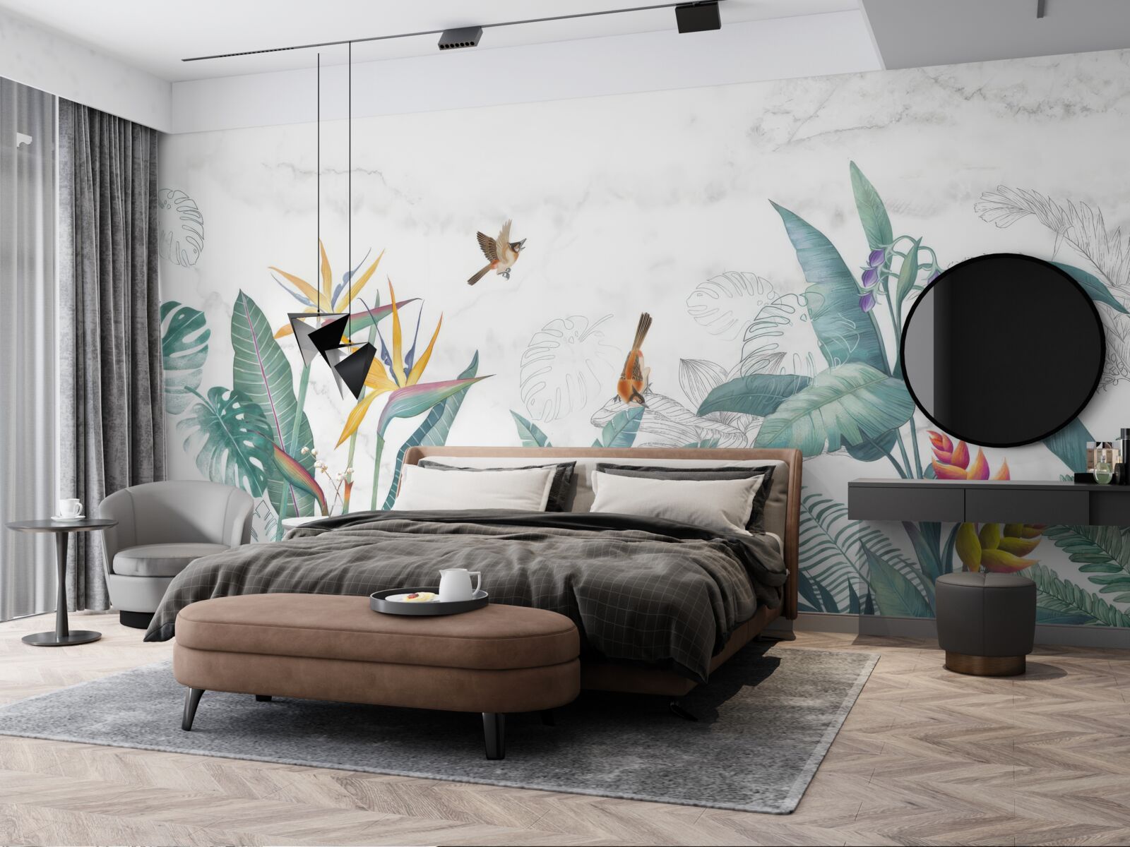 Fototapeta rôzne listy a vtáky