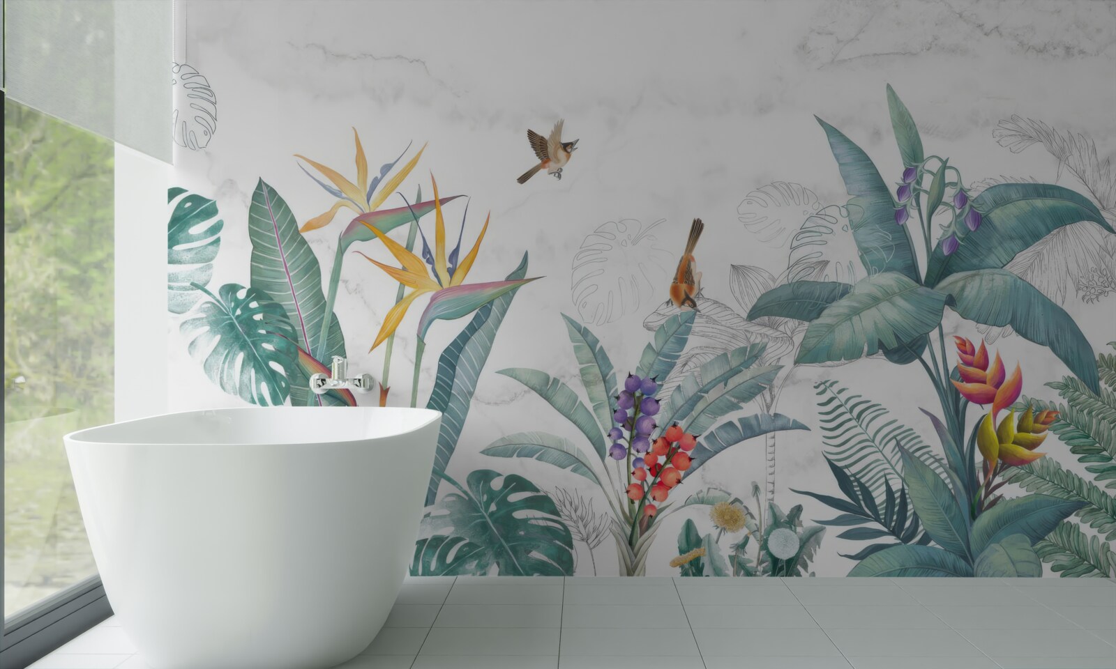 Fototapeta rôzne listy a vtáky