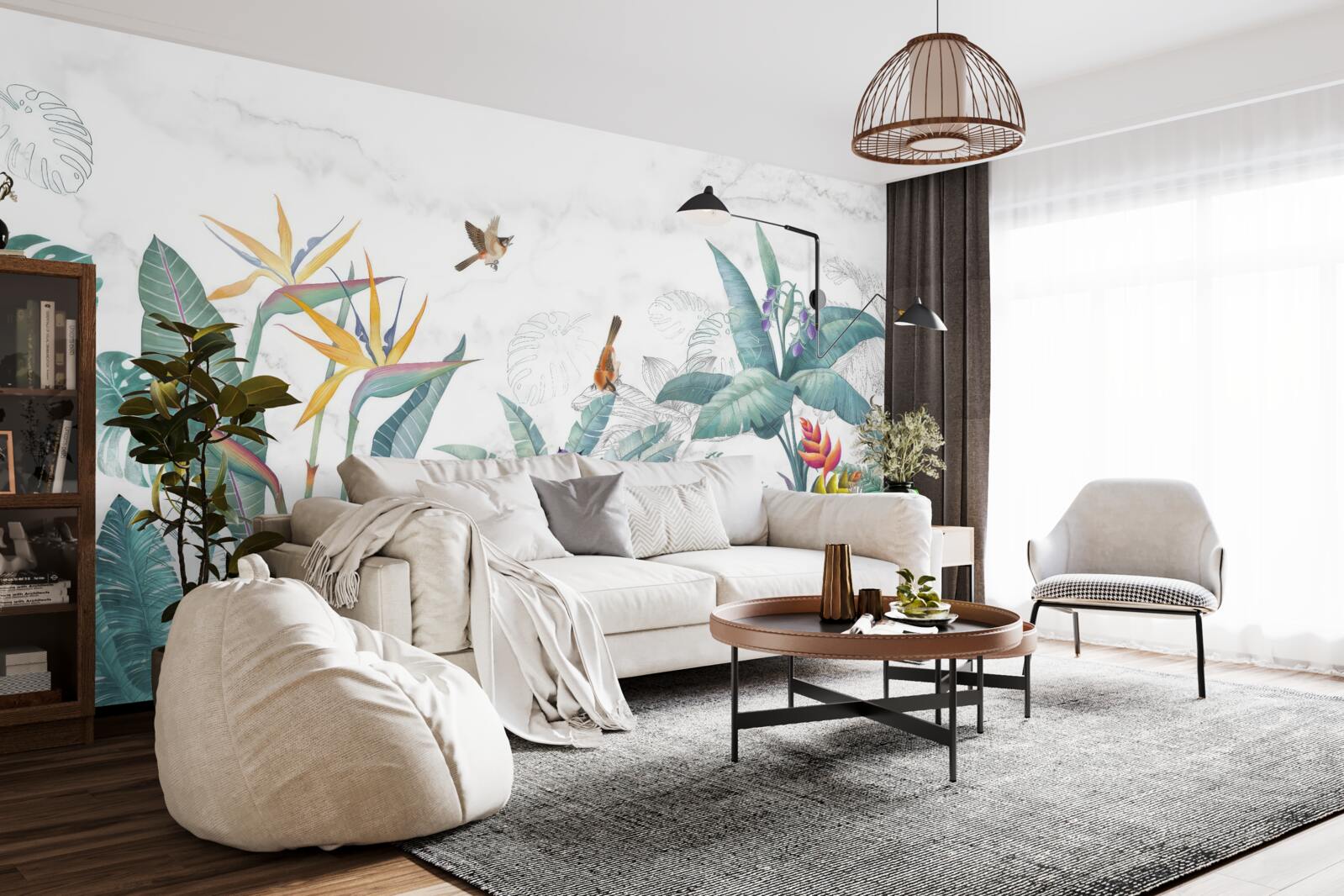 Fototapeta rôzne listy a vtáky