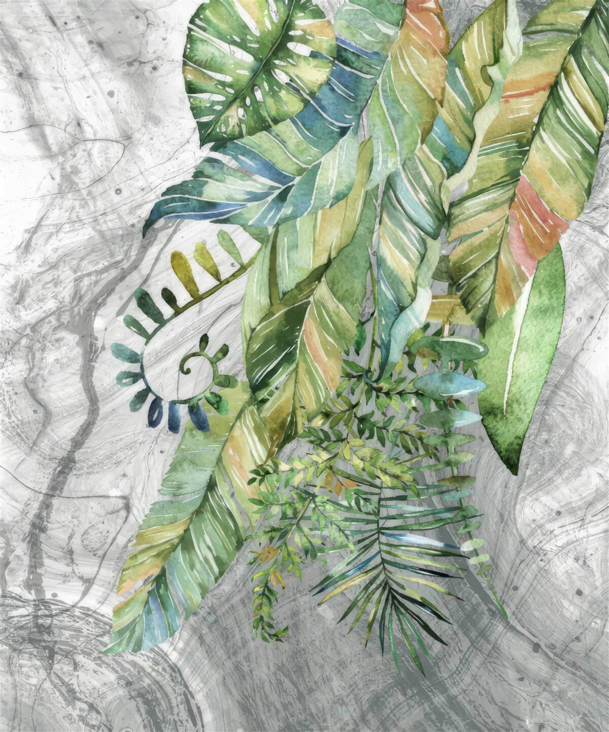 Fototapeta listy rôznych typov na sivom pozadí