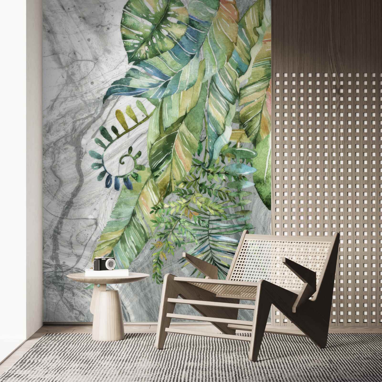 Fototapeta listy rôznych typov na sivom pozadí