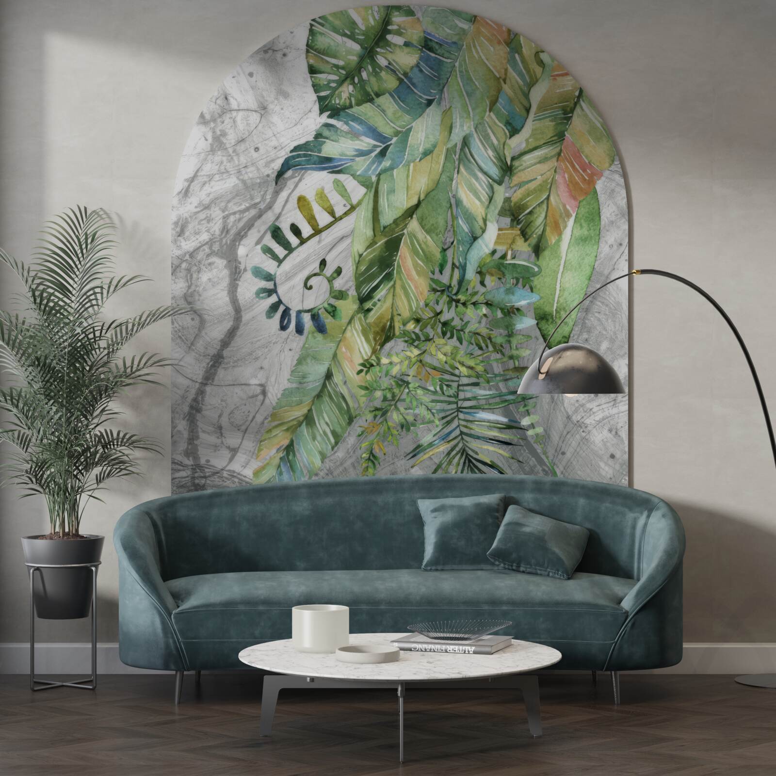 Fototapeta listy rôznych typov na sivom pozadí