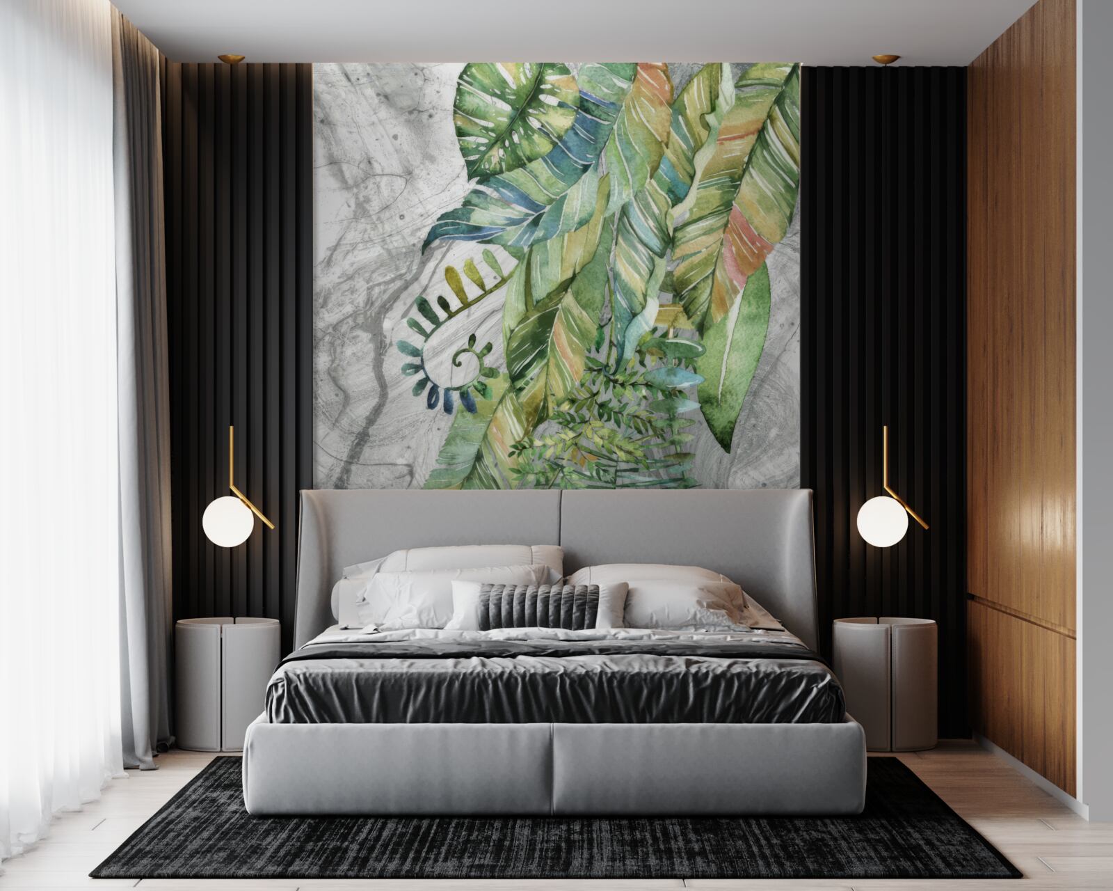 Fototapeta listy rôznych typov na sivom pozadí