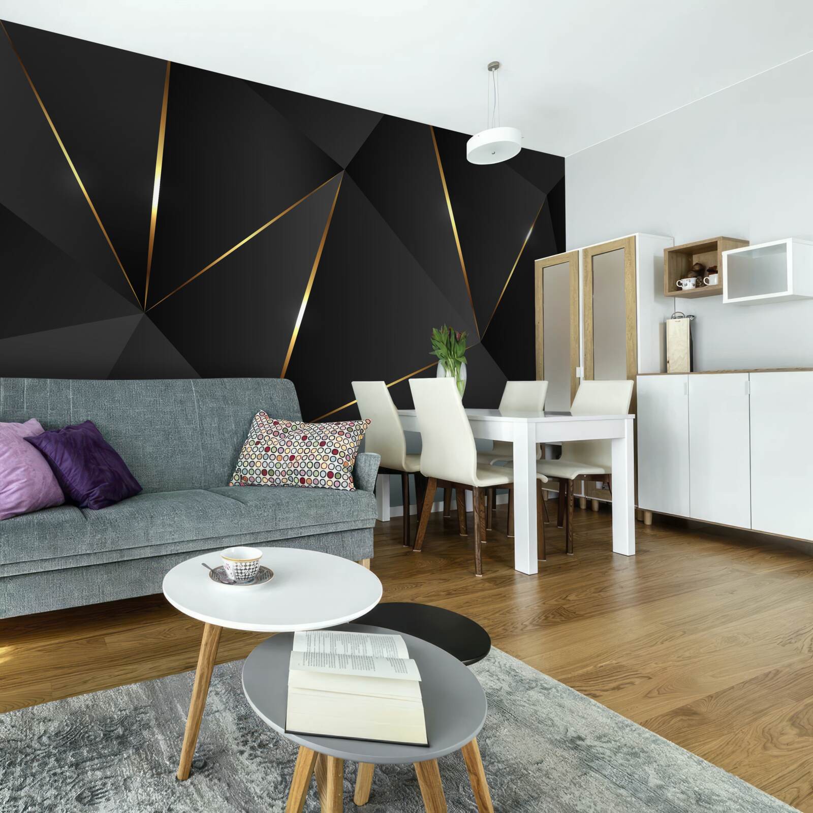 Fototapeta trojrozmerné postavy v odtieňoch čiernej a zlatej