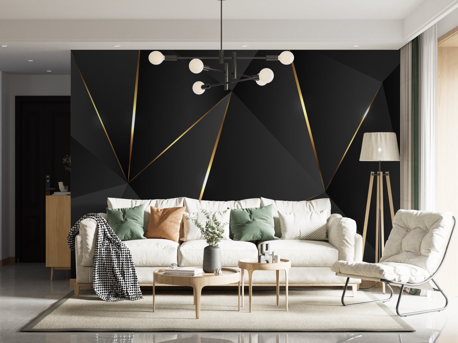 Fototapeta trojrozmerné postavy v odtieňoch čiernej a zlatej