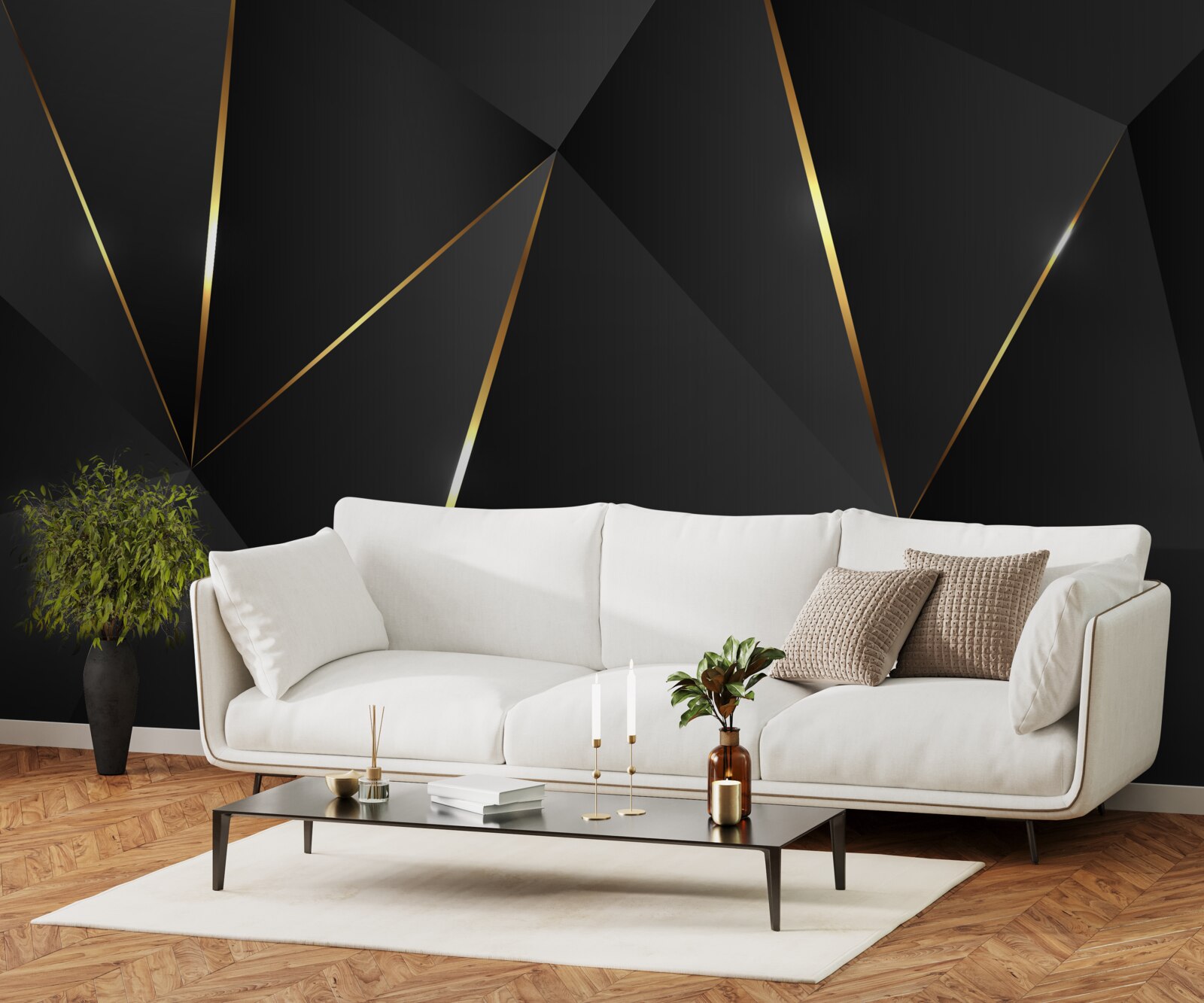 Fototapeta trojrozmerné postavy v odtieňoch čiernej a zlatej