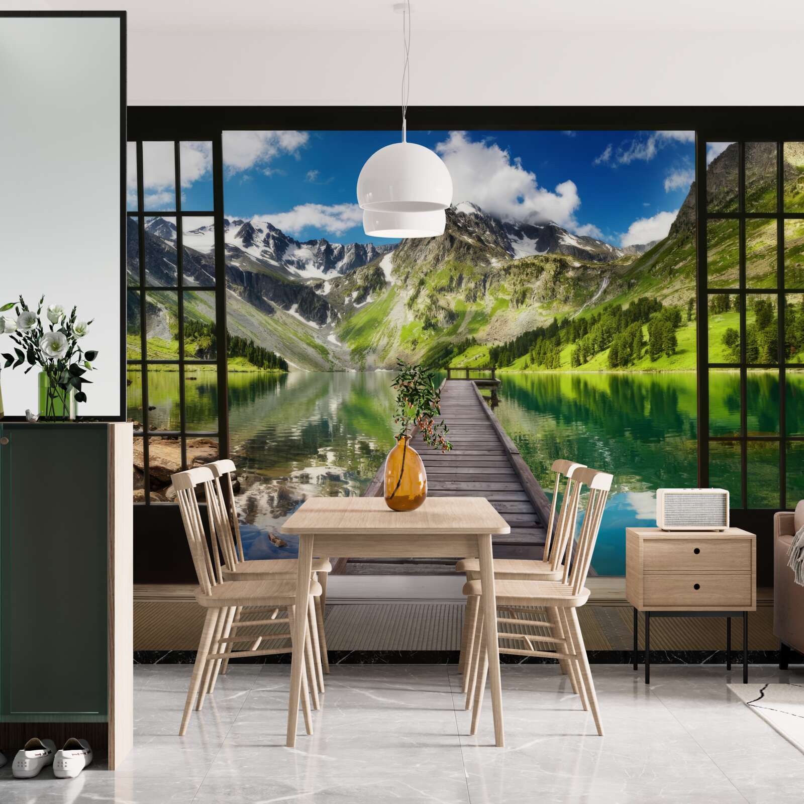 Fototapeta krajina hôr otvárajúca sa z okna