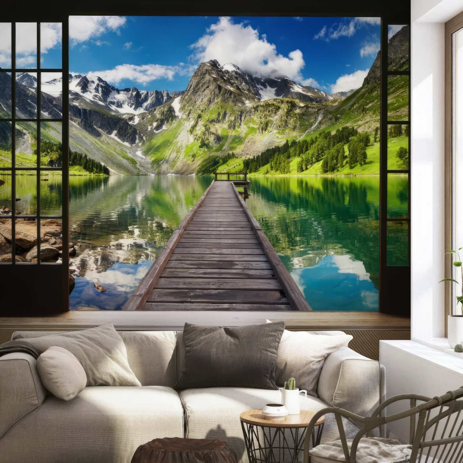 Fototapeta krajina hôr otvárajúca sa z okna