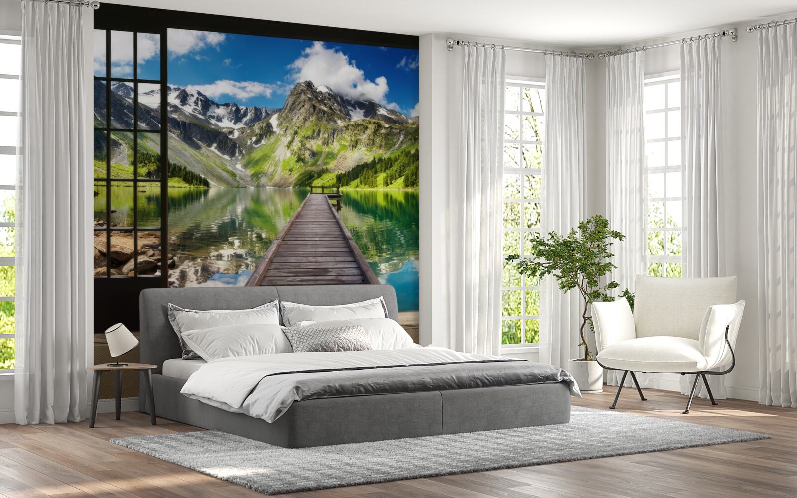 Fototapeta krajina hôr otvárajúca sa z okna