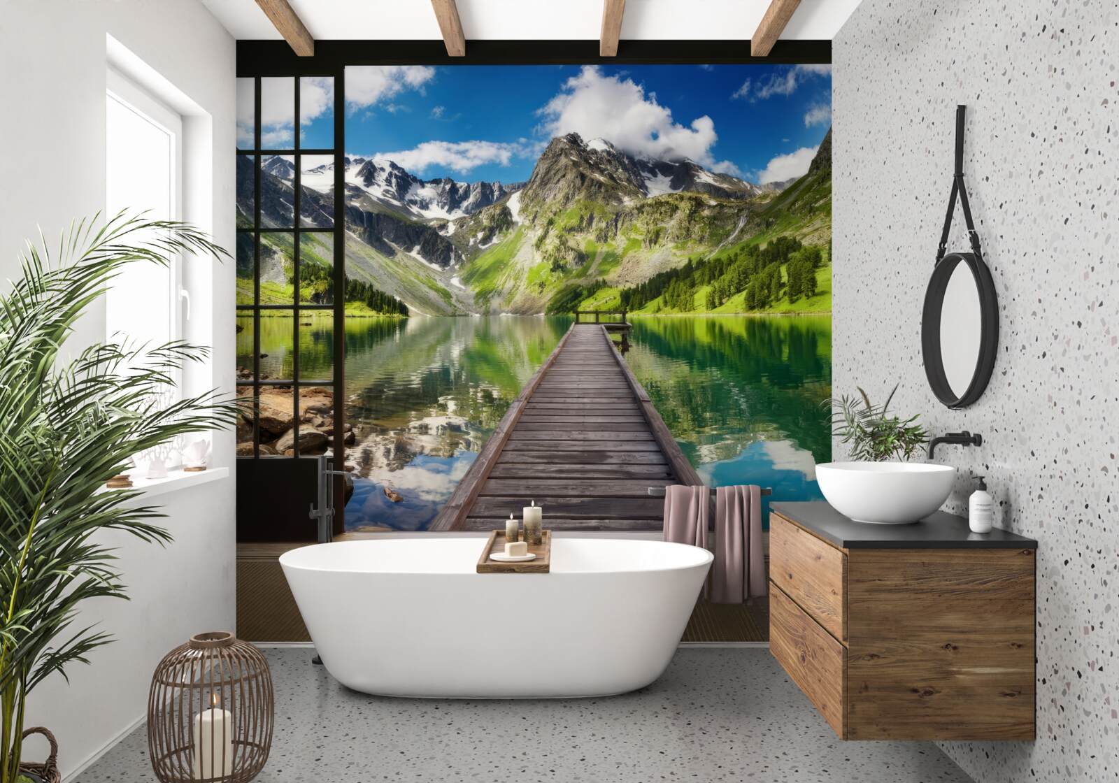 Fototapeta krajina hôr otvárajúca sa z okna