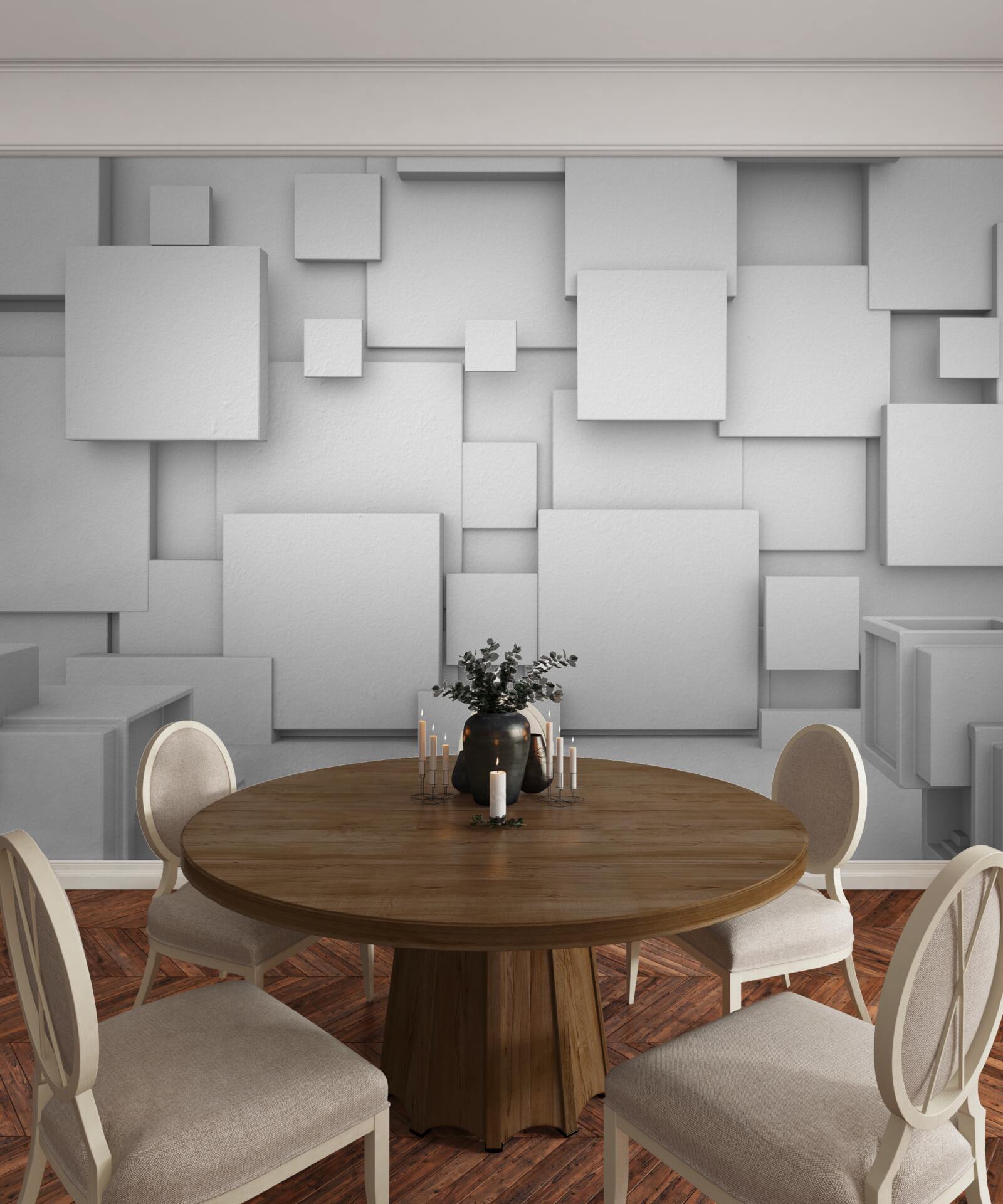 Fototapeta objemové biele štvorce