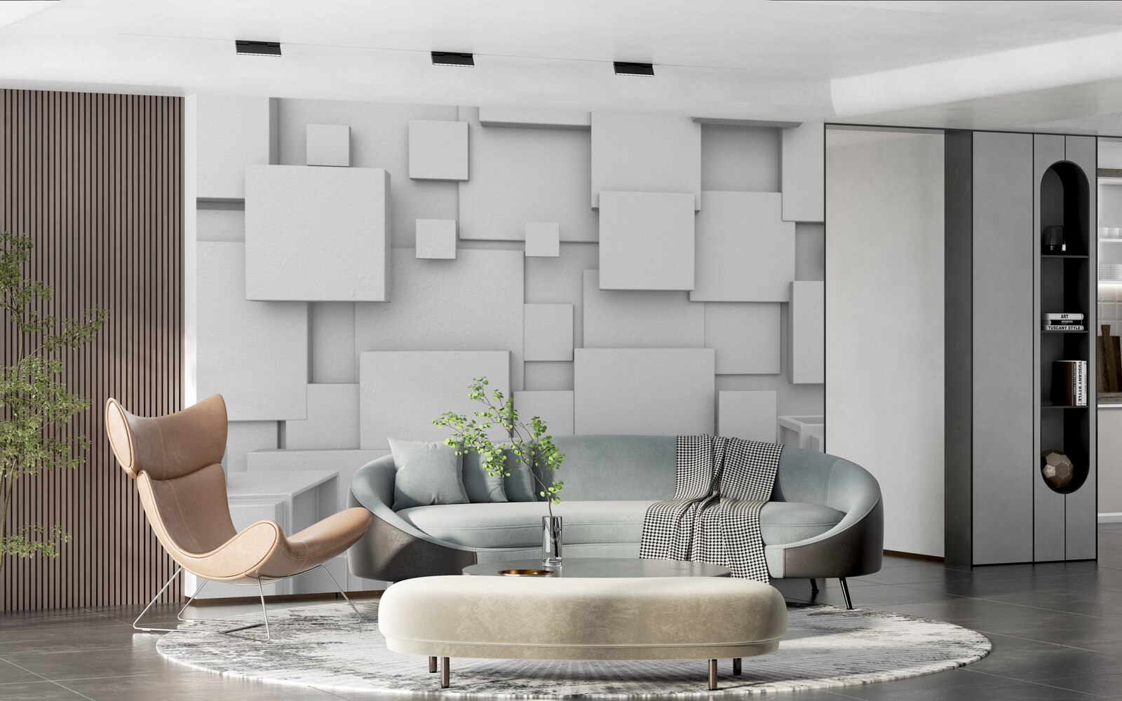 Fototapeta objemové biele štvorce