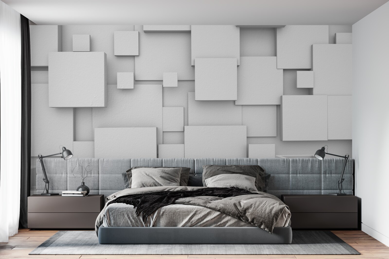 Fototapeta objemové biele štvorce