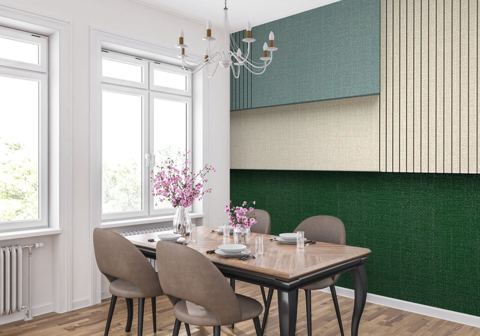 Fototapeta štvorčeky v modrej, béžovej a zelenej farbe