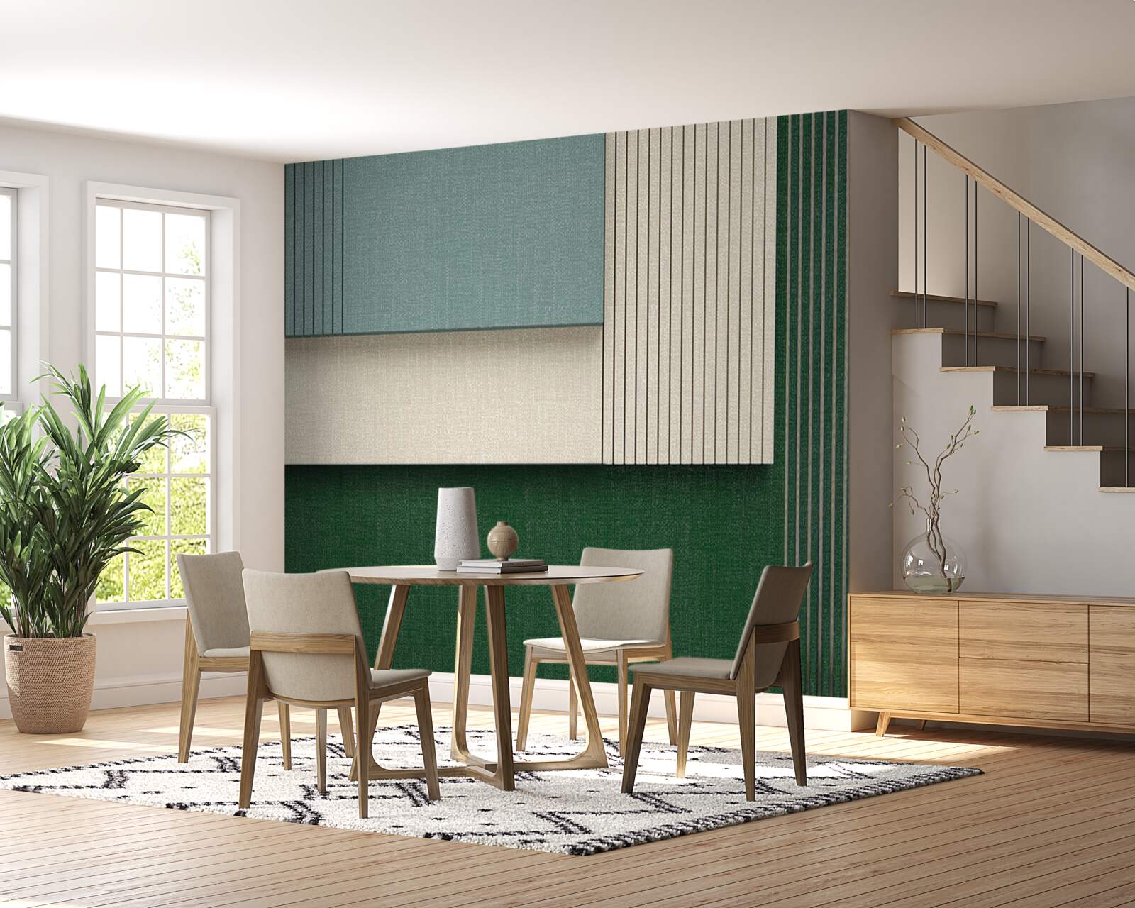 Fototapeta štvorčeky v modrej, béžovej a zelenej farbe