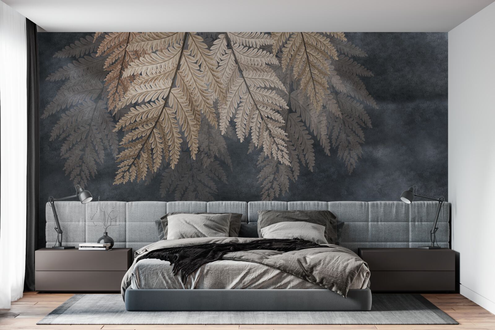 Fototapeta padajúce lístie na tmavom pozadí