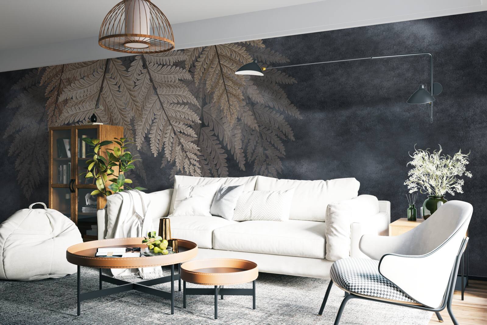 Fototapeta padajúce lístie na tmavom pozadí