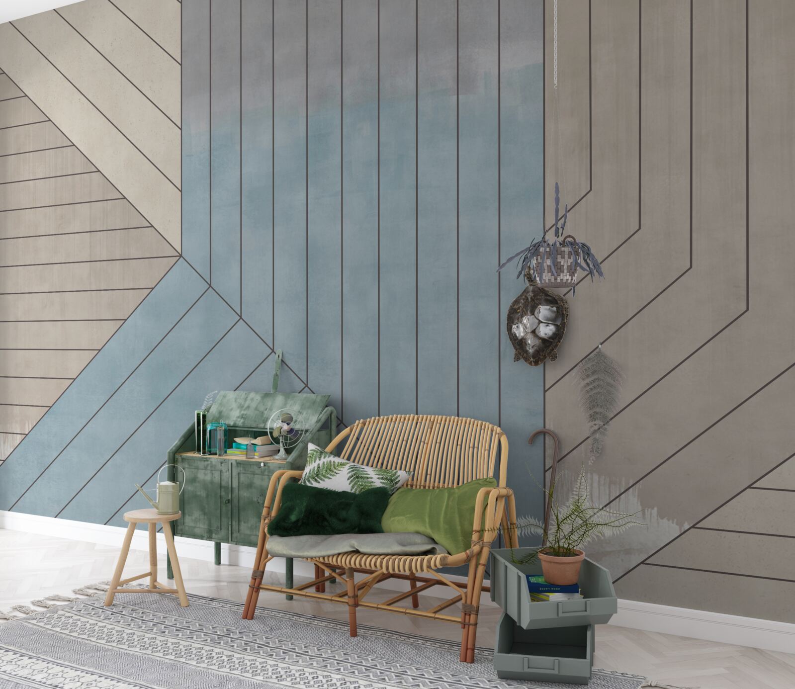 Fototapeta modrasté a rozmazané čiary