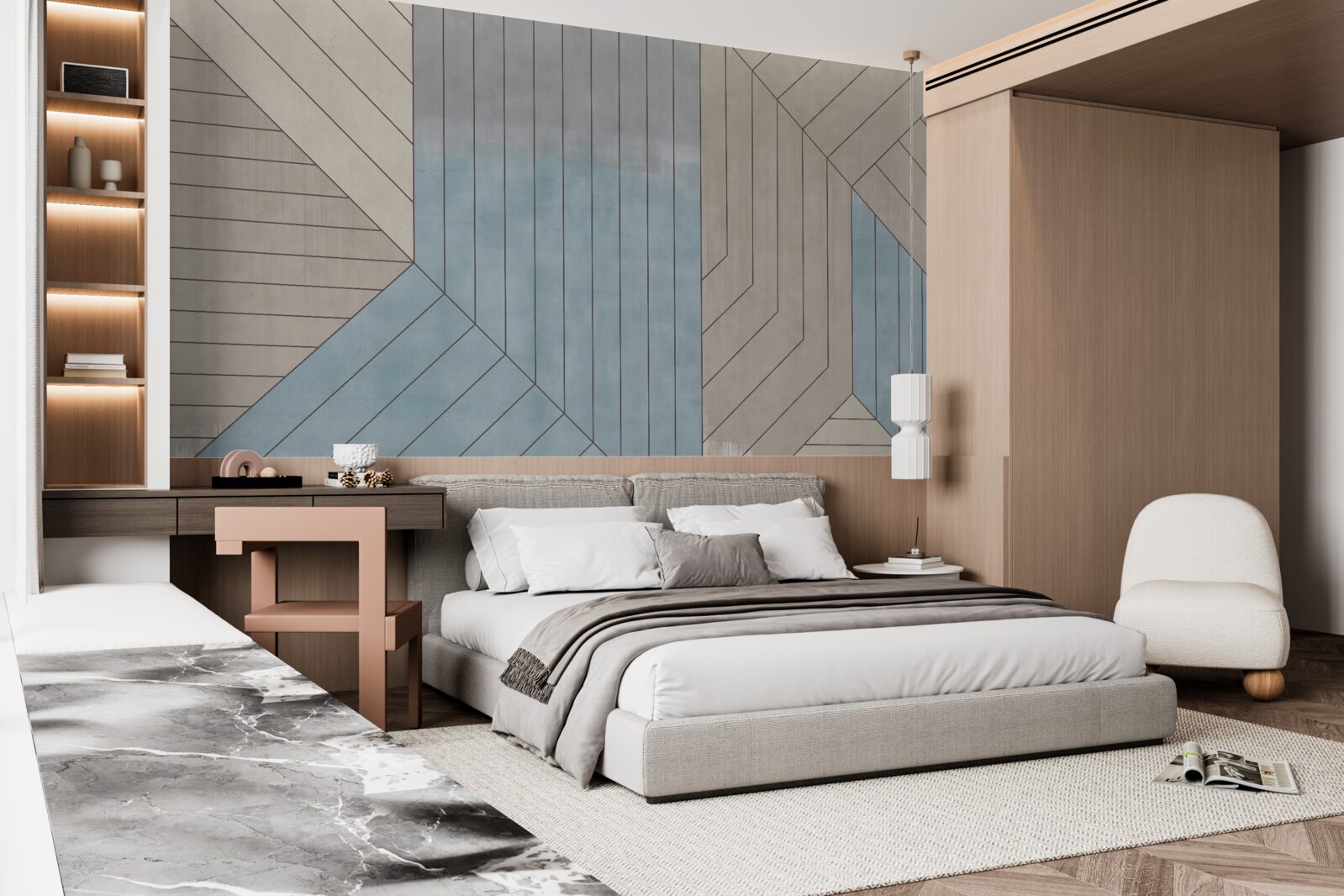 Fototapeta modrasté a rozmazané čiary