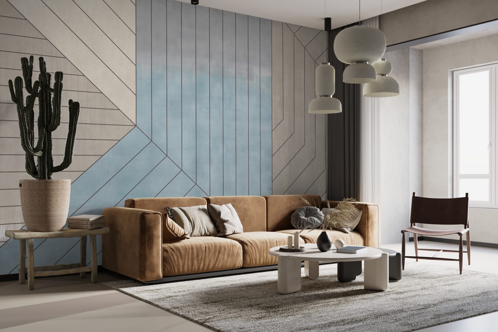 Fototapeta modrasté a rozmazané čiary