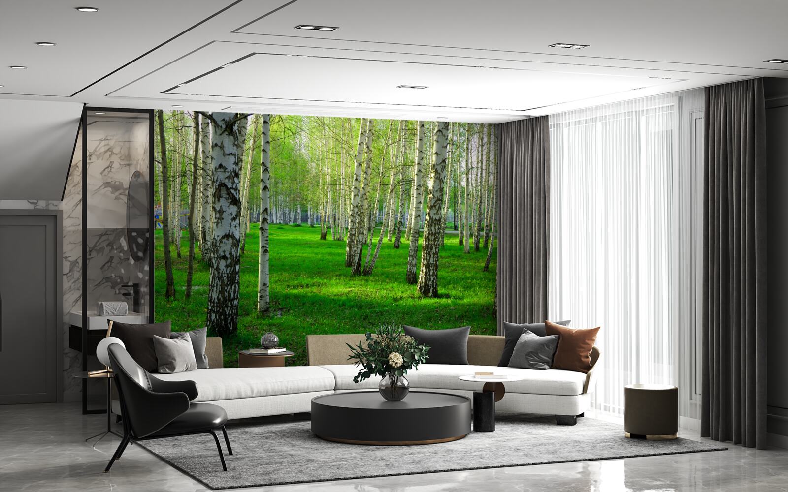 Fototapeta zelená tráva a stromy