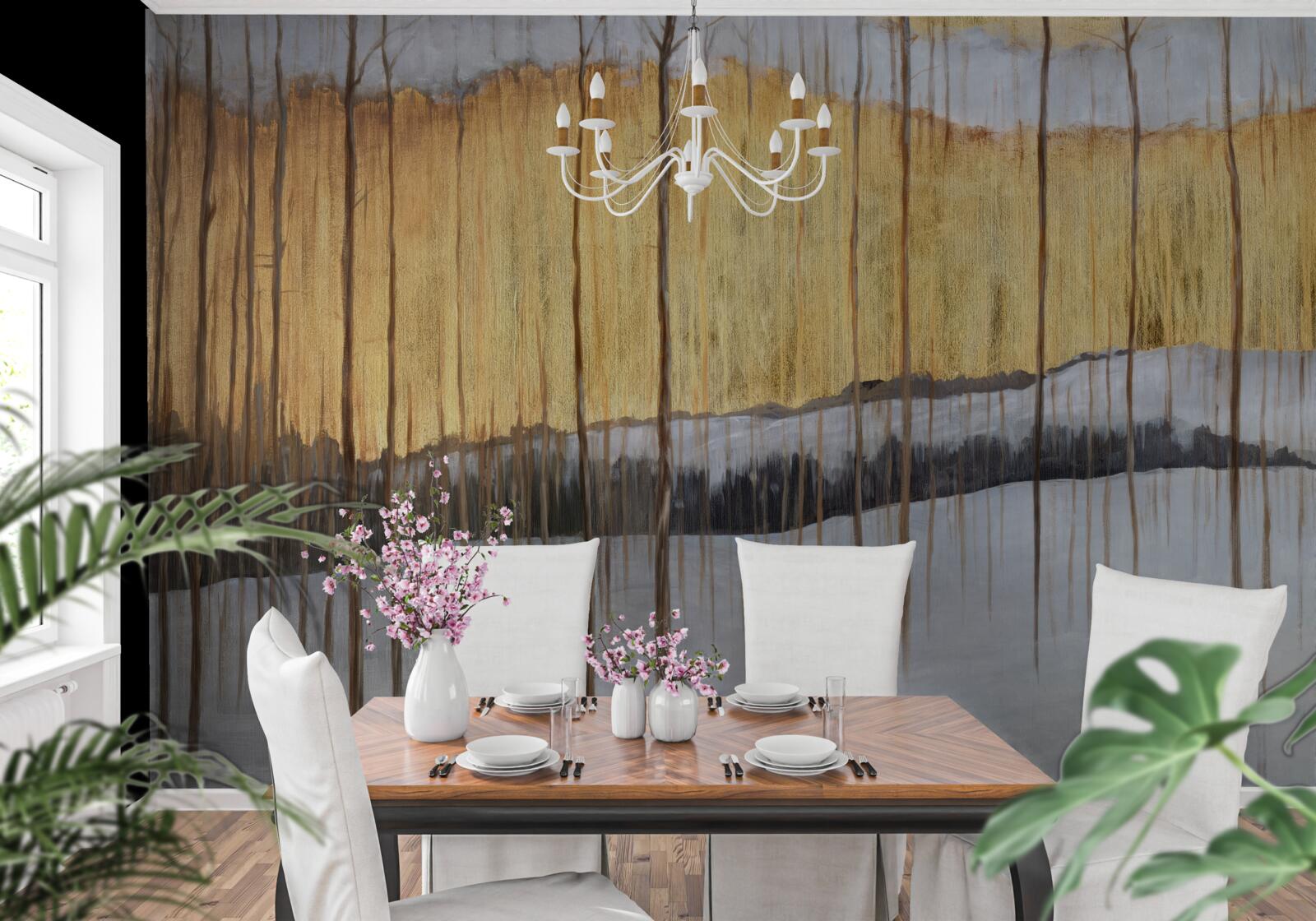 Fototapeta obrysy pôvabných kmeňov stromov