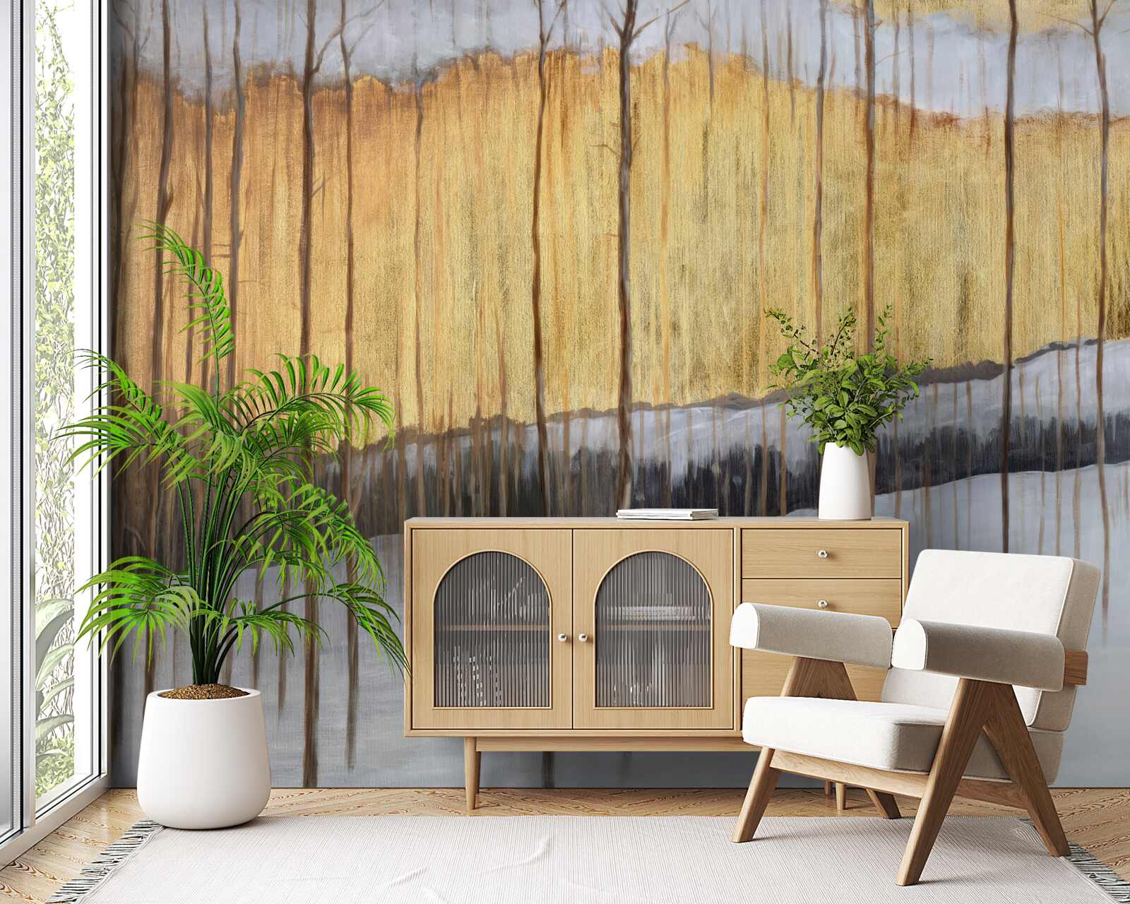 Fototapeta obrysy pôvabných kmeňov stromov