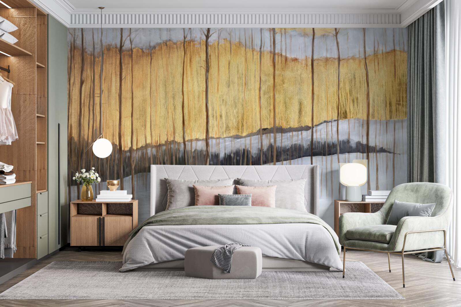 Fototapeta obrysy pôvabných kmeňov stromov