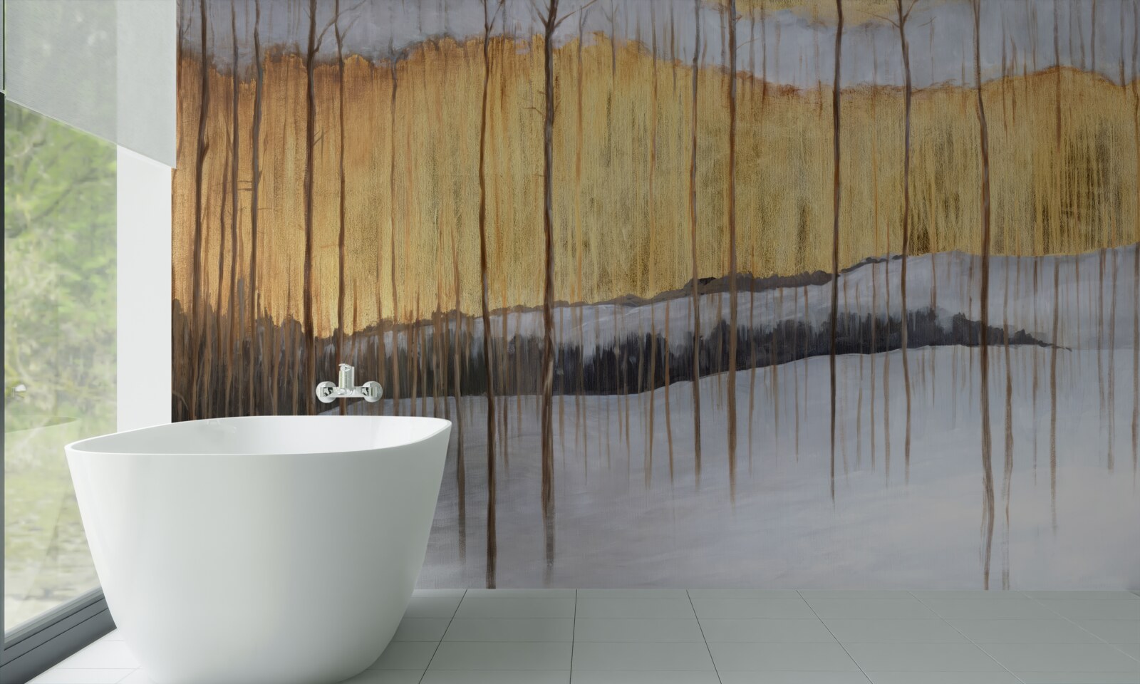 Fototapeta obrysy pôvabných kmeňov stromov