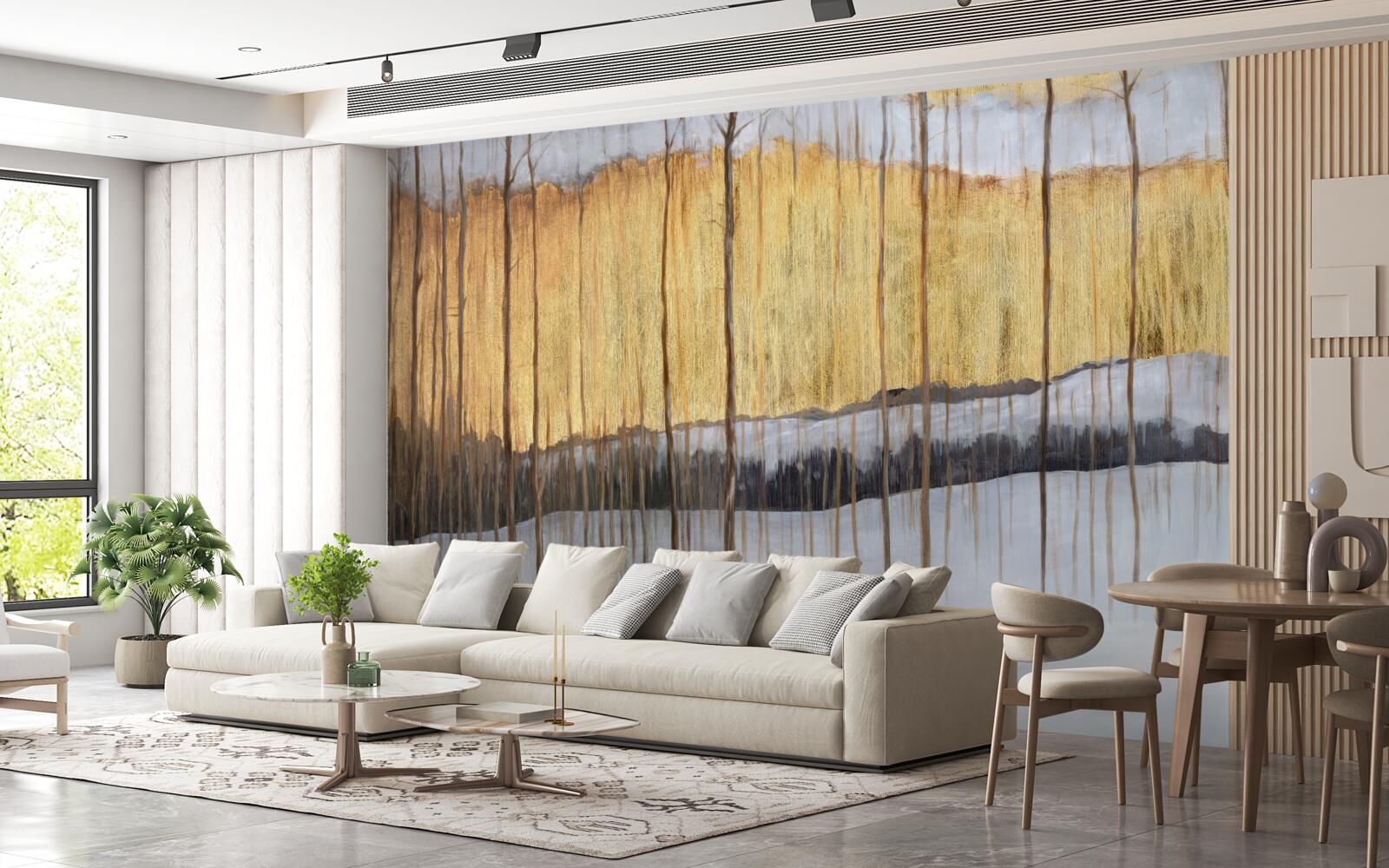 Fototapeta obrysy pôvabných kmeňov stromov