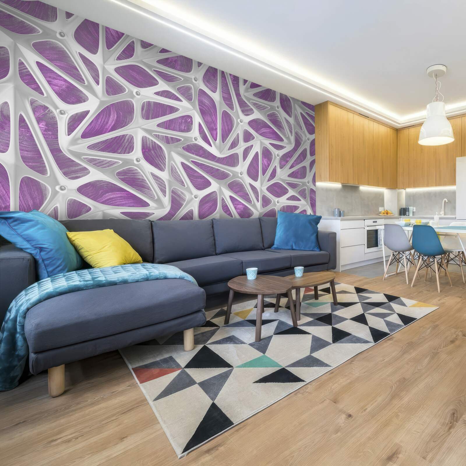 Fototapeta vzory v bielej a fialovej farbe