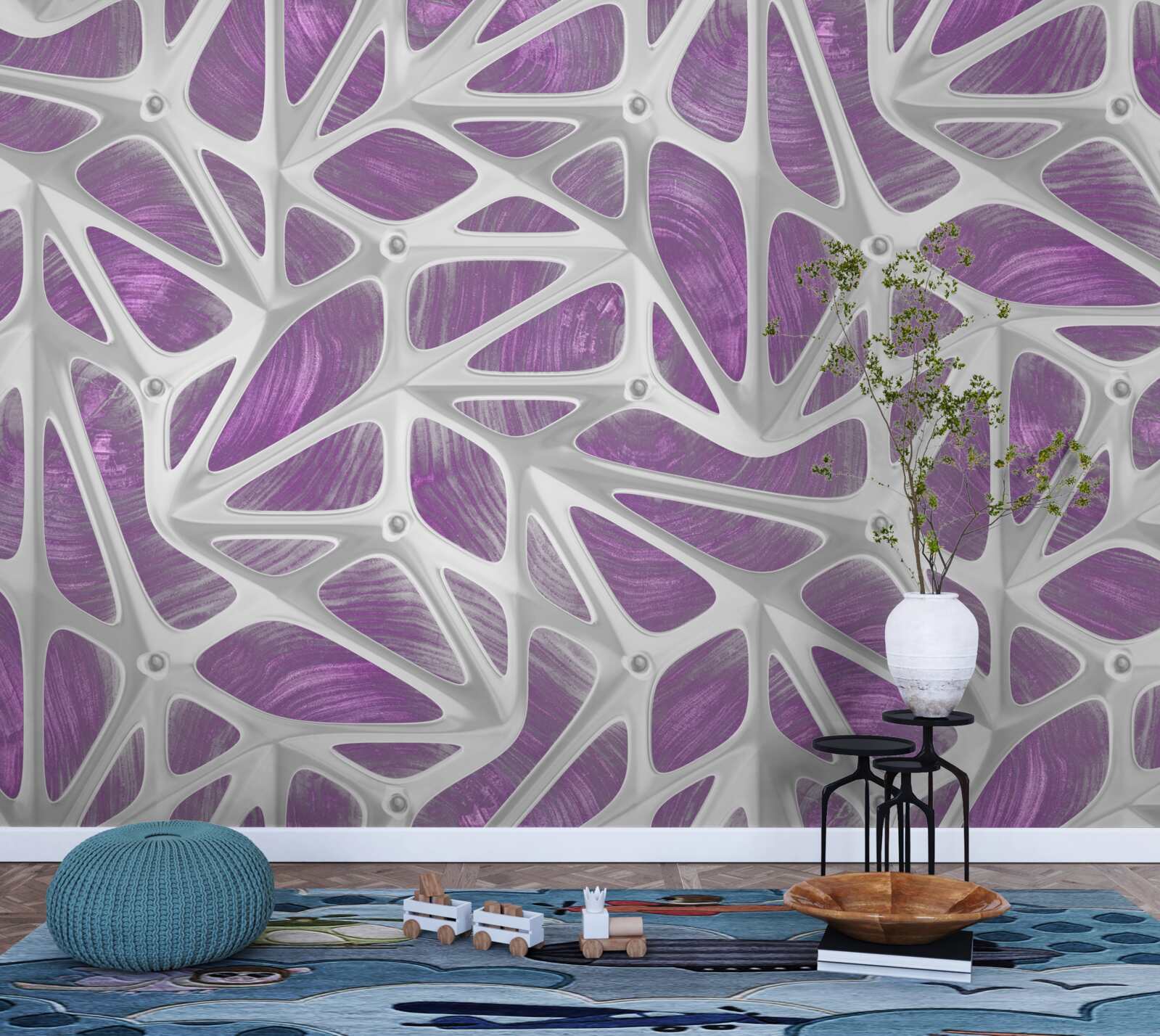 Fototapeta vzory v bielej a fialovej farbe