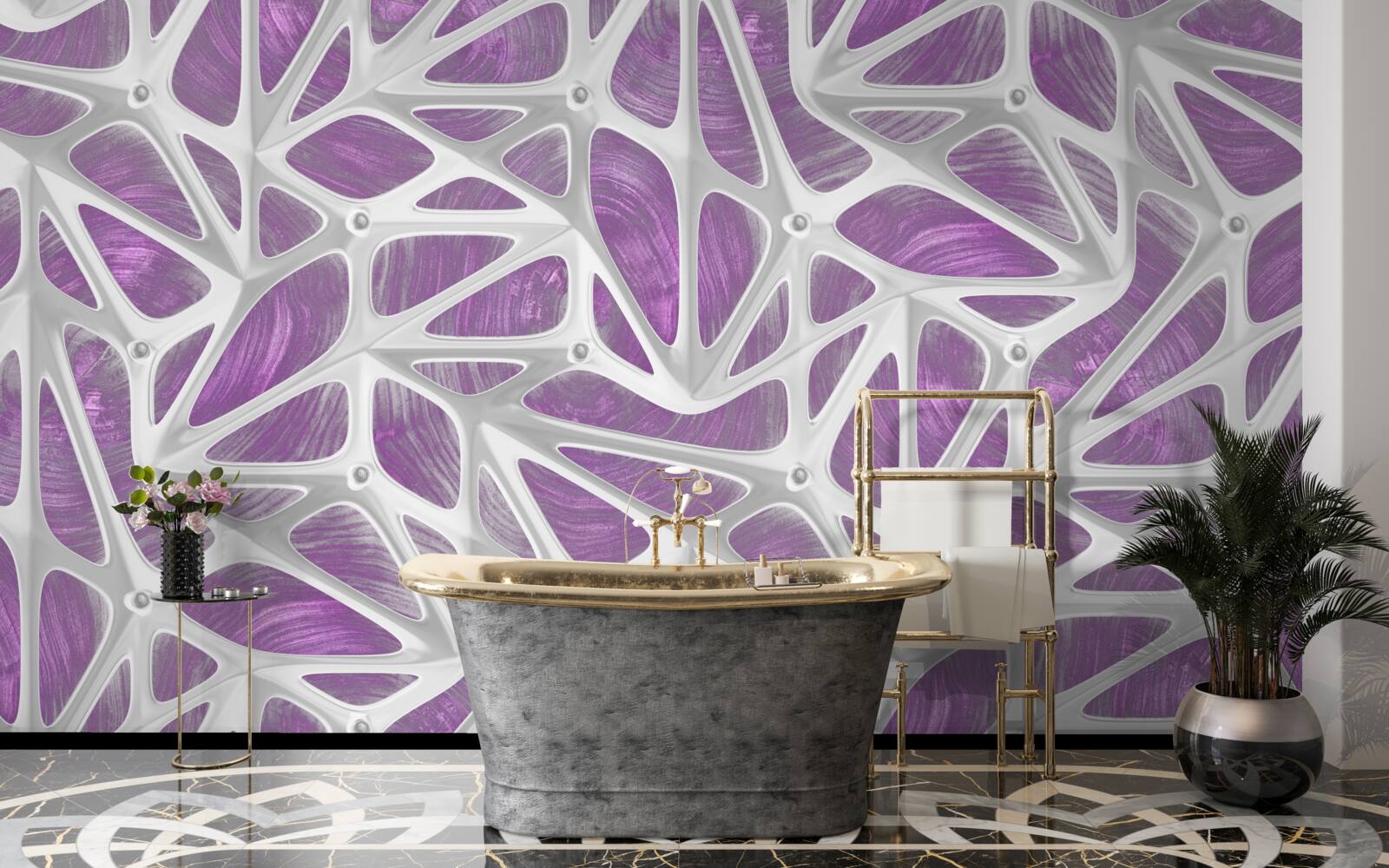 Fototapeta vzory v bielej a fialovej farbe