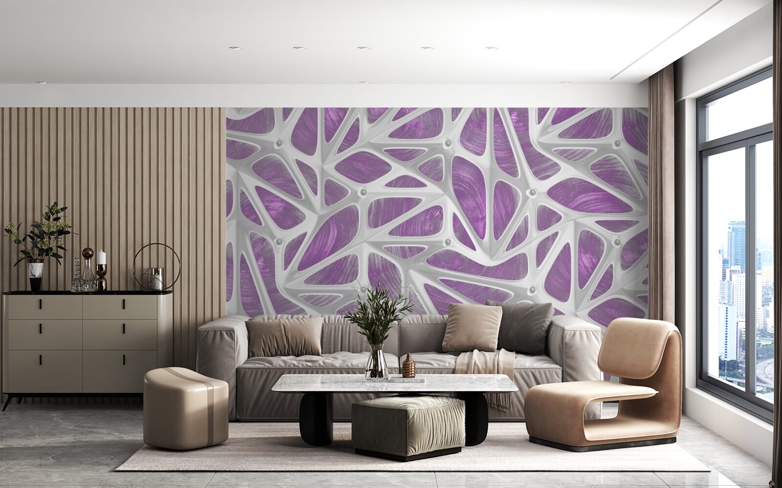 Fototapeta vzory v bielej a fialovej farbe