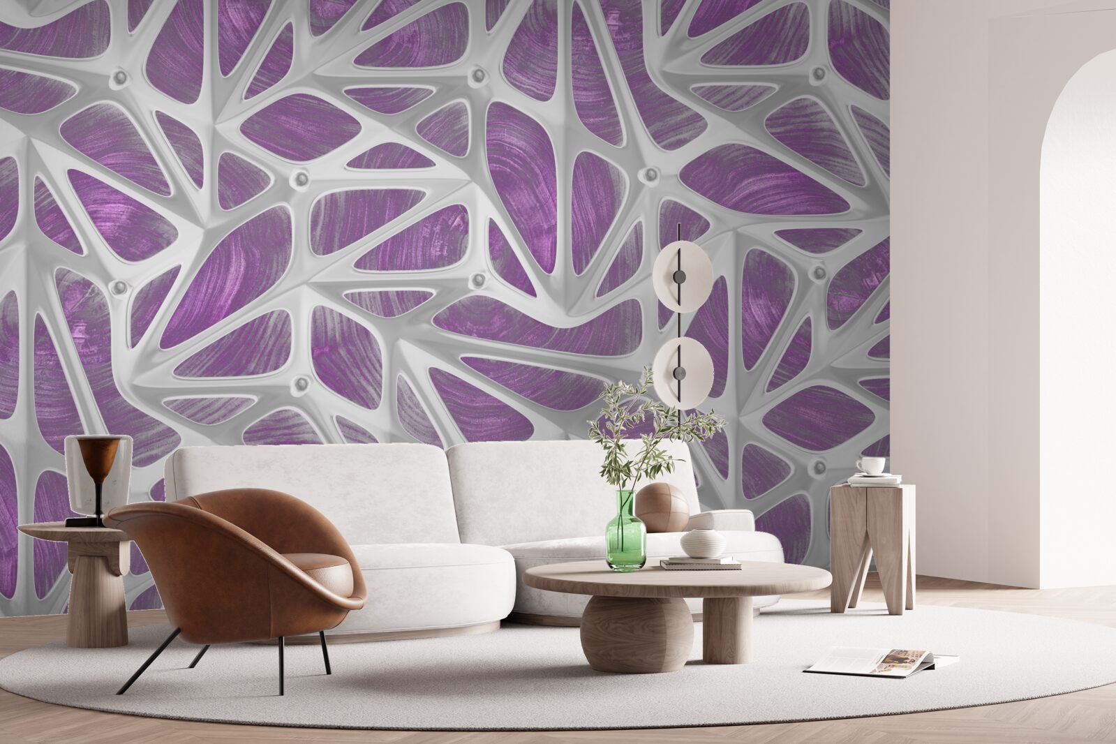 Fototapeta vzory v bielej a fialovej farbe