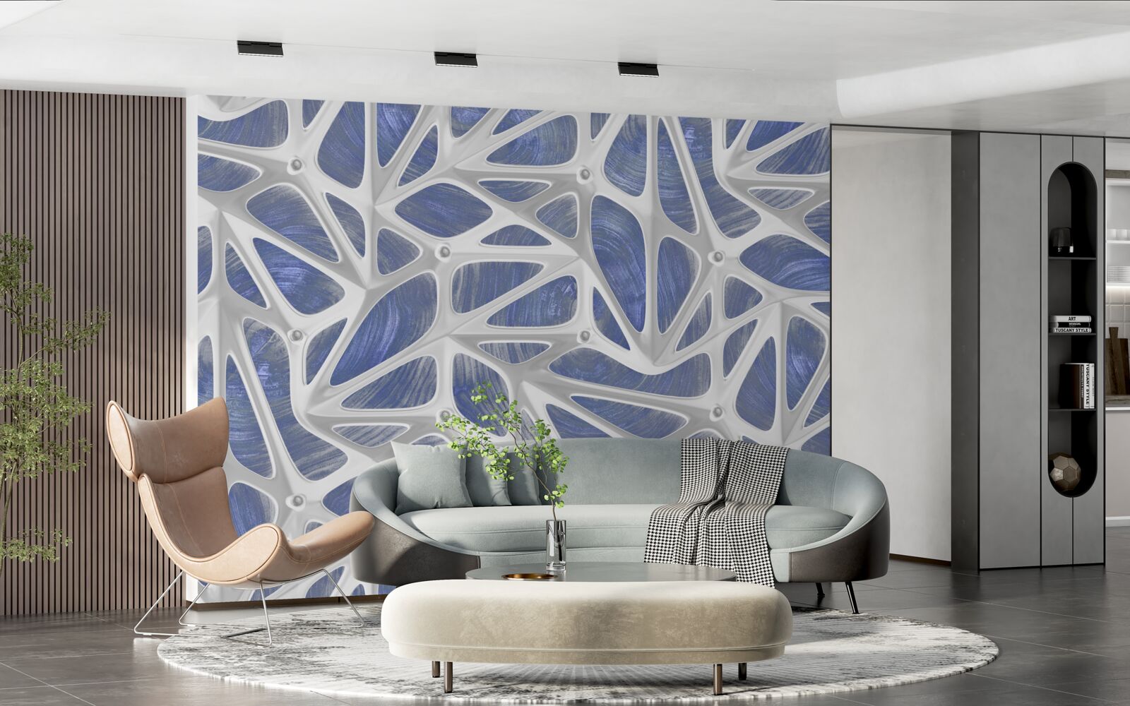 Fototapeta biele kučery na modrom pozadí