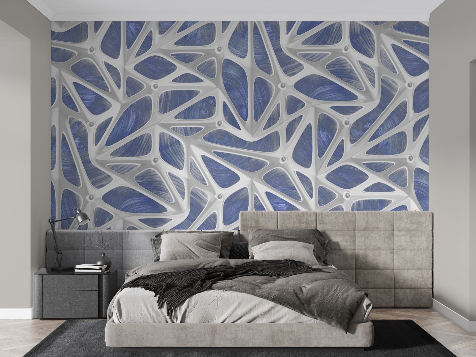 Fototapeta biele kučery na modrom pozadí