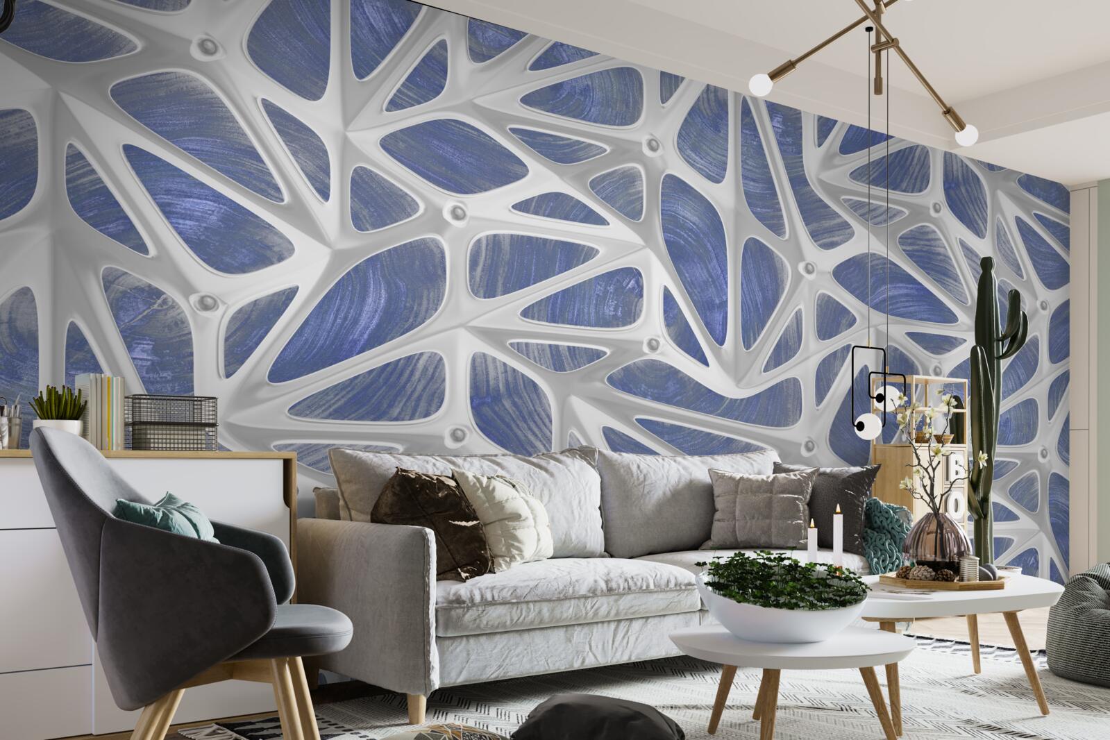 Fototapeta biele kučery na modrom pozadí