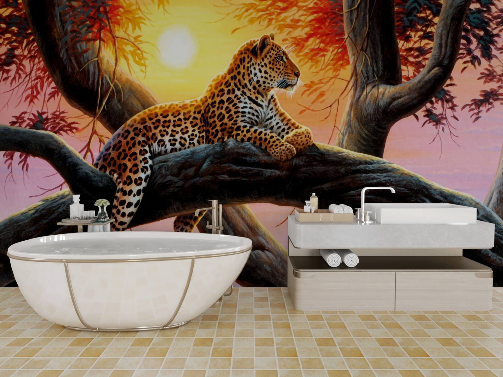 Fototapeta gepard sedí na strome