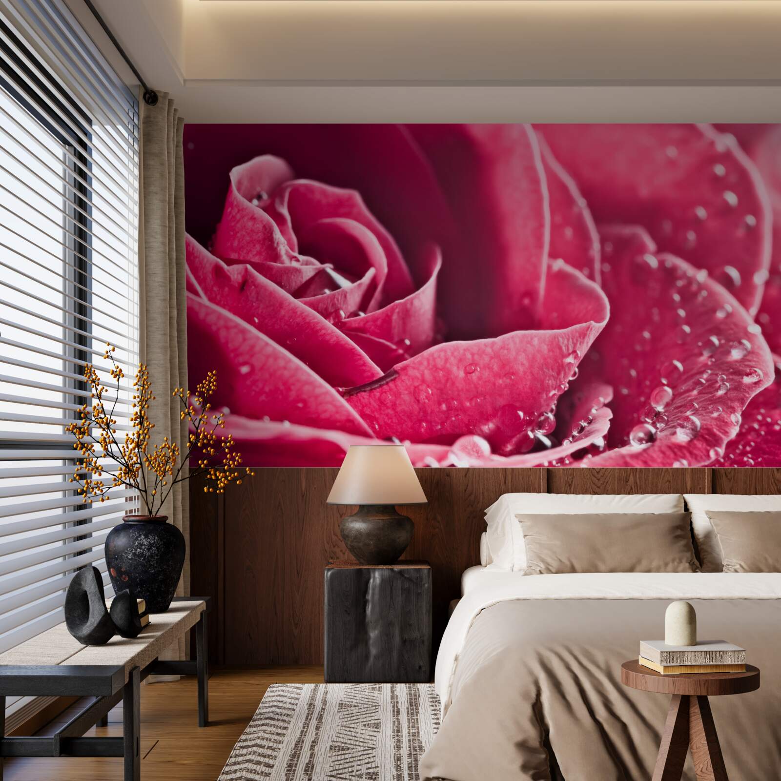 Fototapeta veľká ruža s kvapkami vlhkosti