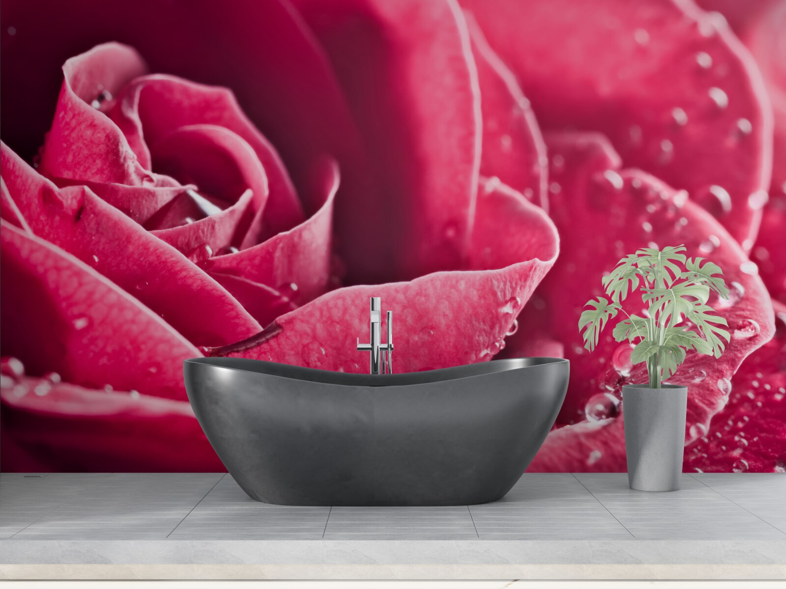 Fototapeta veľká ruža s kvapkami vlhkosti