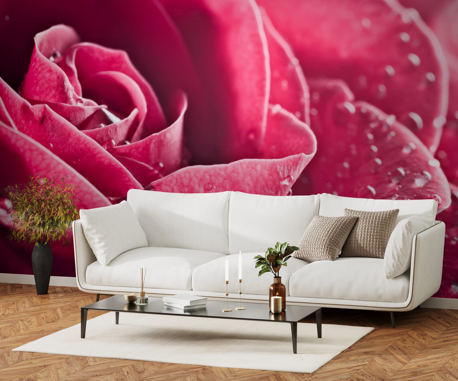 Fototapeta veľká ruža s kvapkami vlhkosti