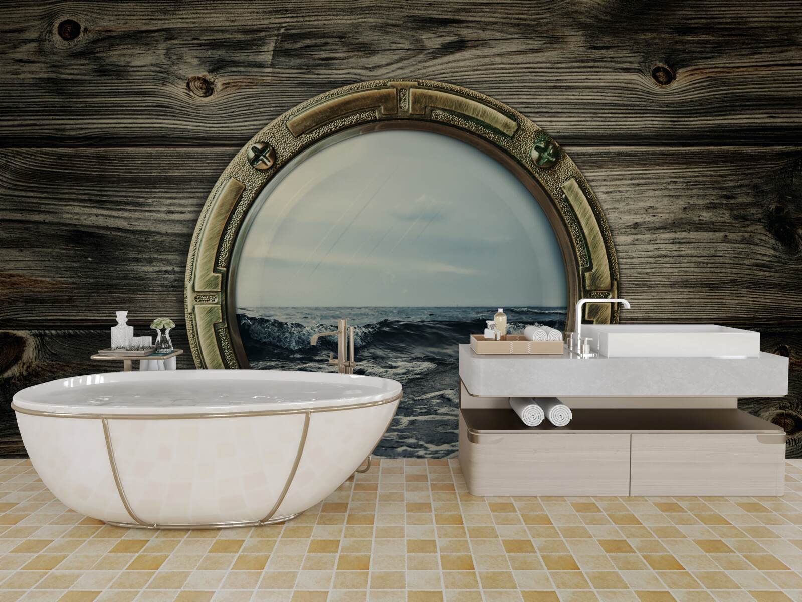 Fototapeta z okna kabíny je výhľad na oceán