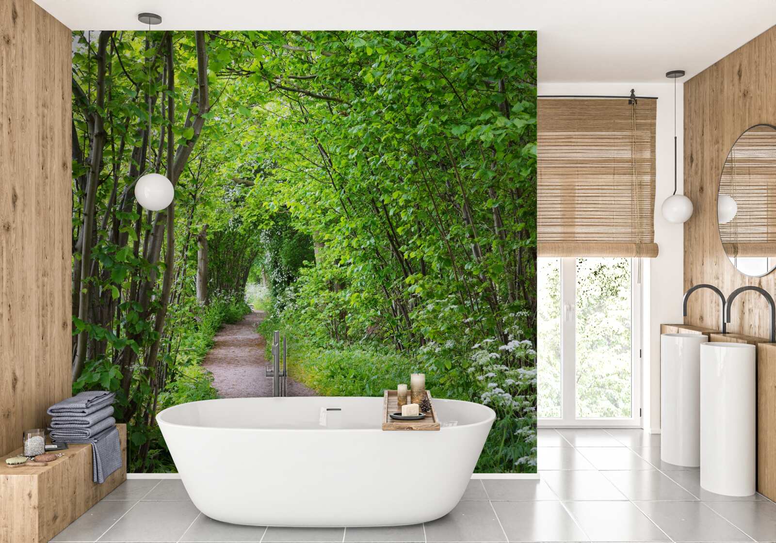 Fototapeta cesta cez hustý smaragdový les